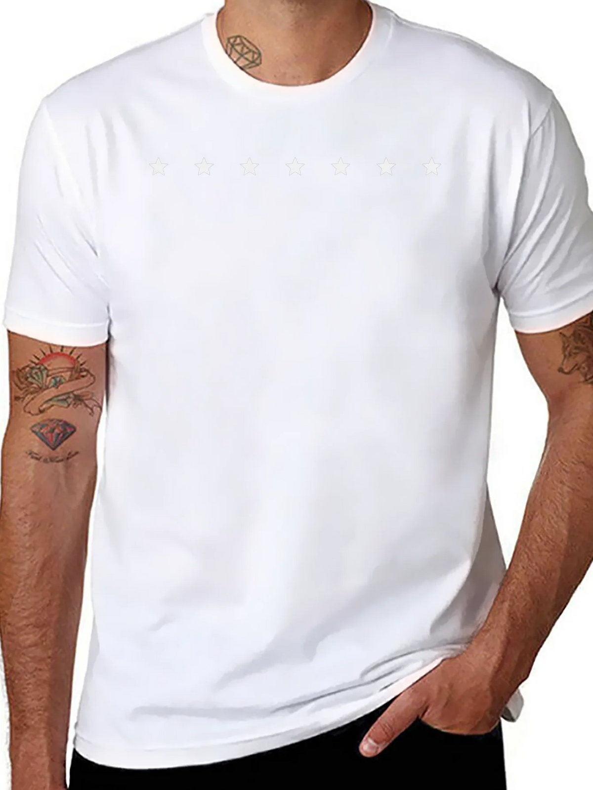 Mens Black Crewneck T-Shirt with Star Design product image 7