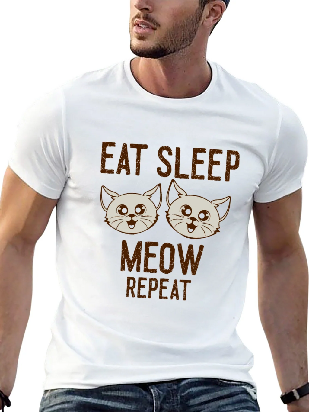 Eat Sleep Meow Repeat Cat T-Shirt product image 12