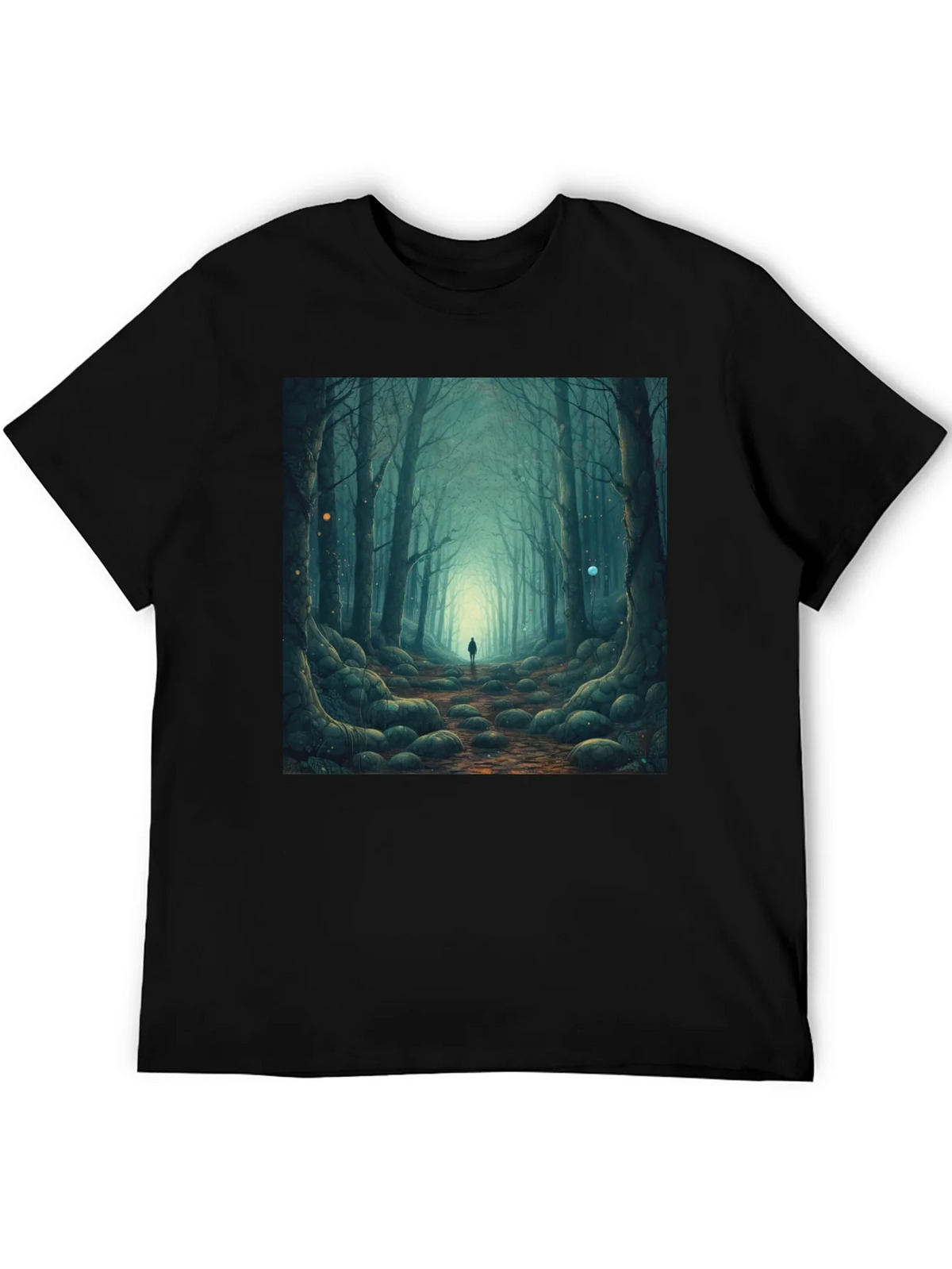 Mystic Forest Graphic Tee - Black Cotton T-Shirt product image 5
