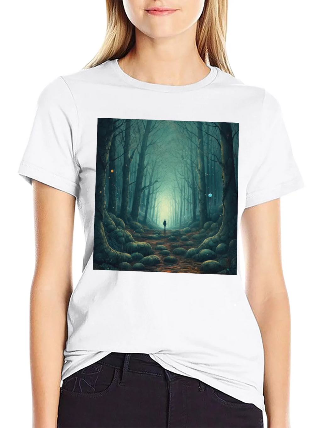 Mystic Forest Graphic Tee - Black Cotton T-Shirt product image 8