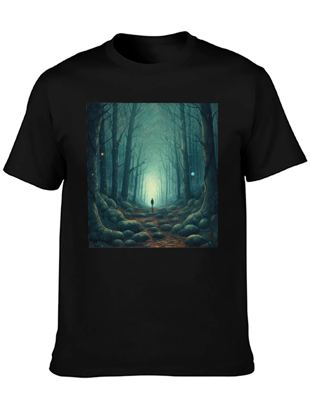 Mystic Forest Graphic Tee - Black Cotton T-Shirt product image 3