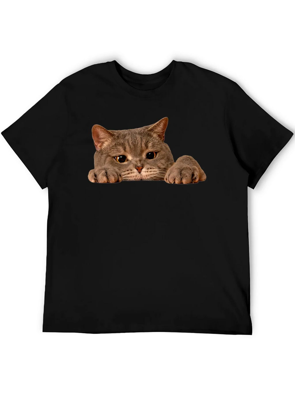 Cat Peeking Black T-Shirt - Novelty Graphic Tee product image 5