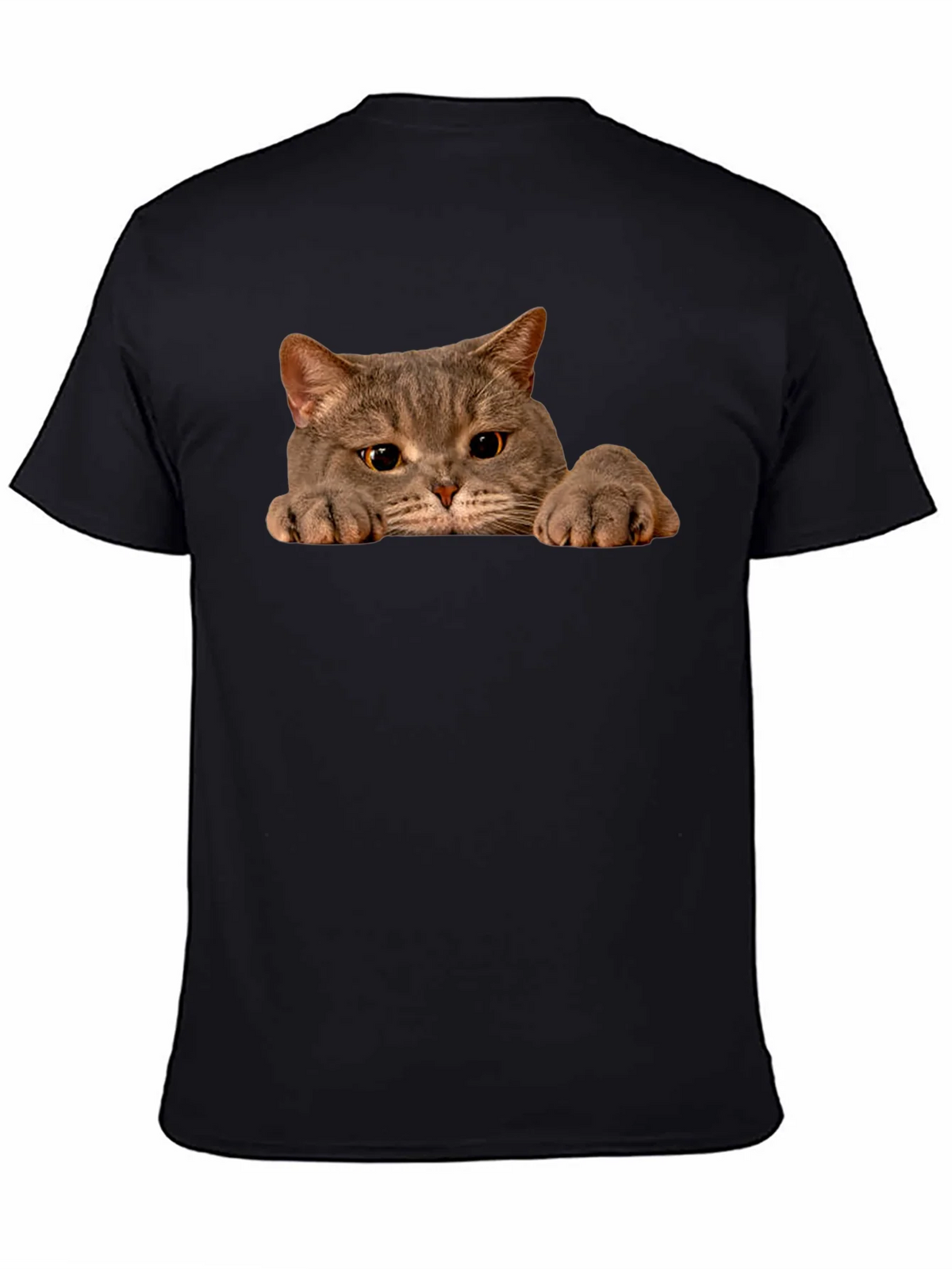 Cat Peeking Black T-Shirt - Novelty Graphic Tee product image 4