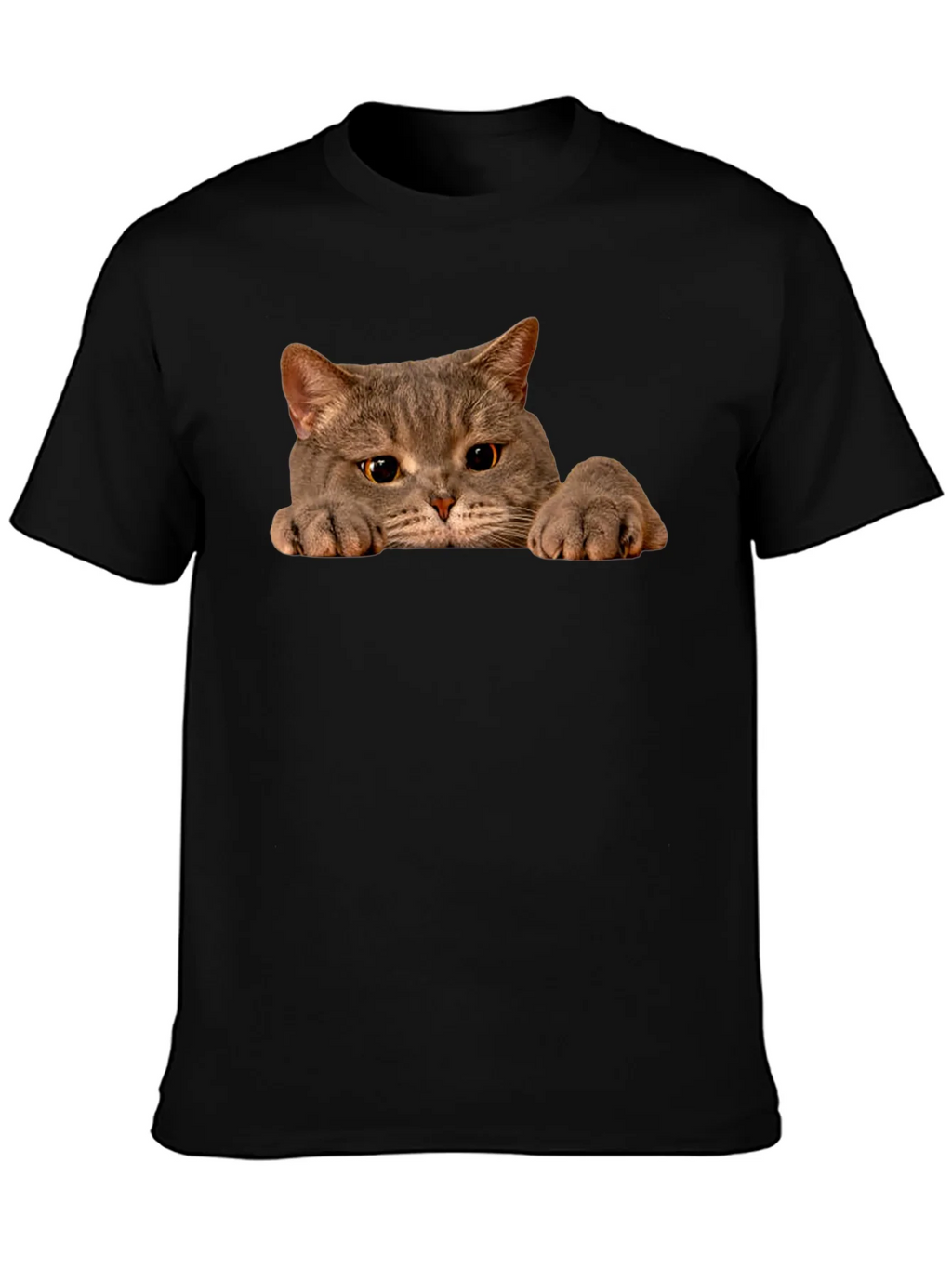 Cat Peeking Black T-Shirt - Novelty Graphic Tee product image 3