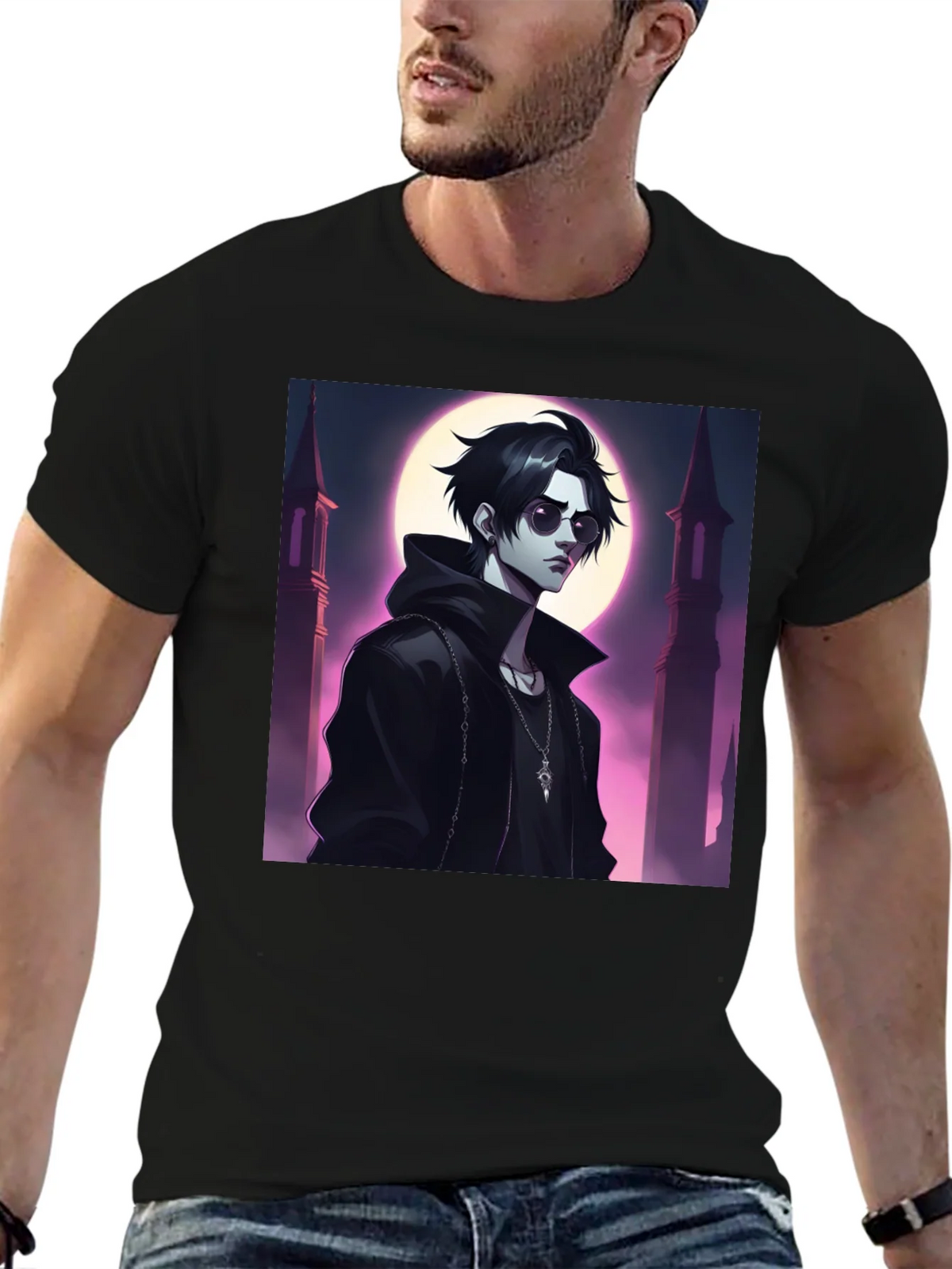 Black T-Shirt with Vampire Anime Design product image 6