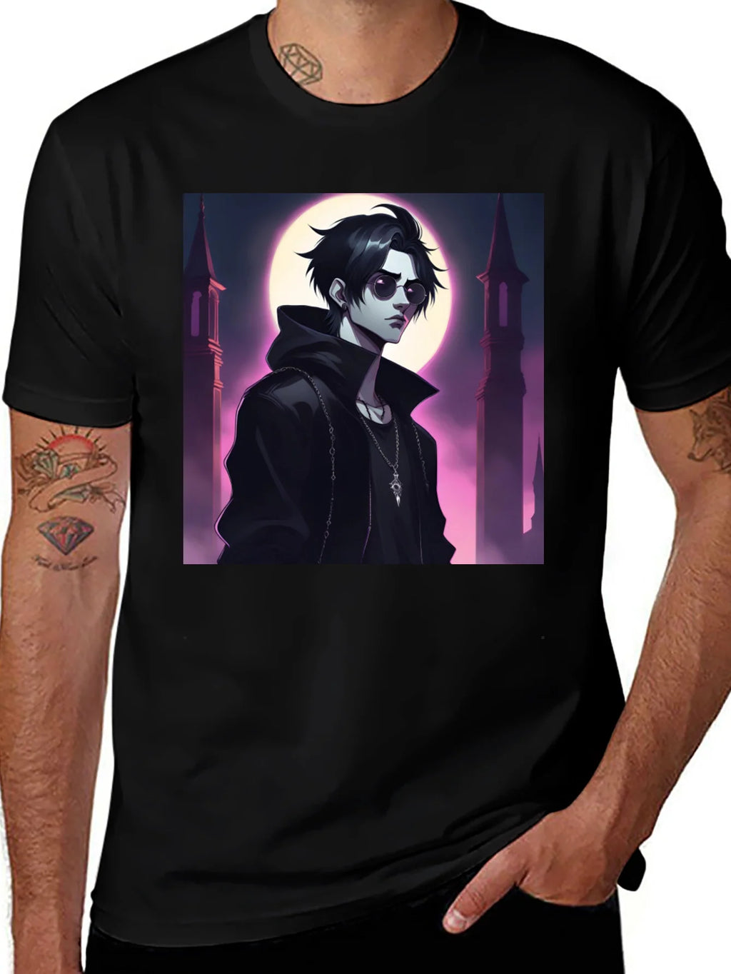 Black T-Shirt with Vampire Anime Design product image 1