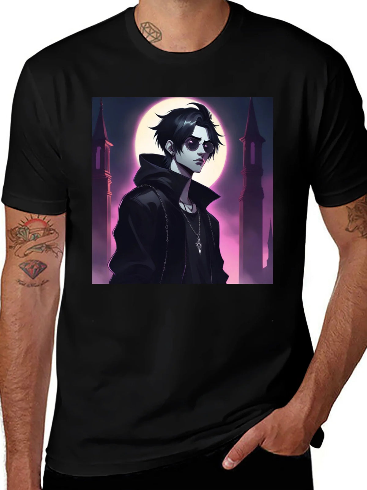 Black T-Shirt with Vampire Anime Design product image 1