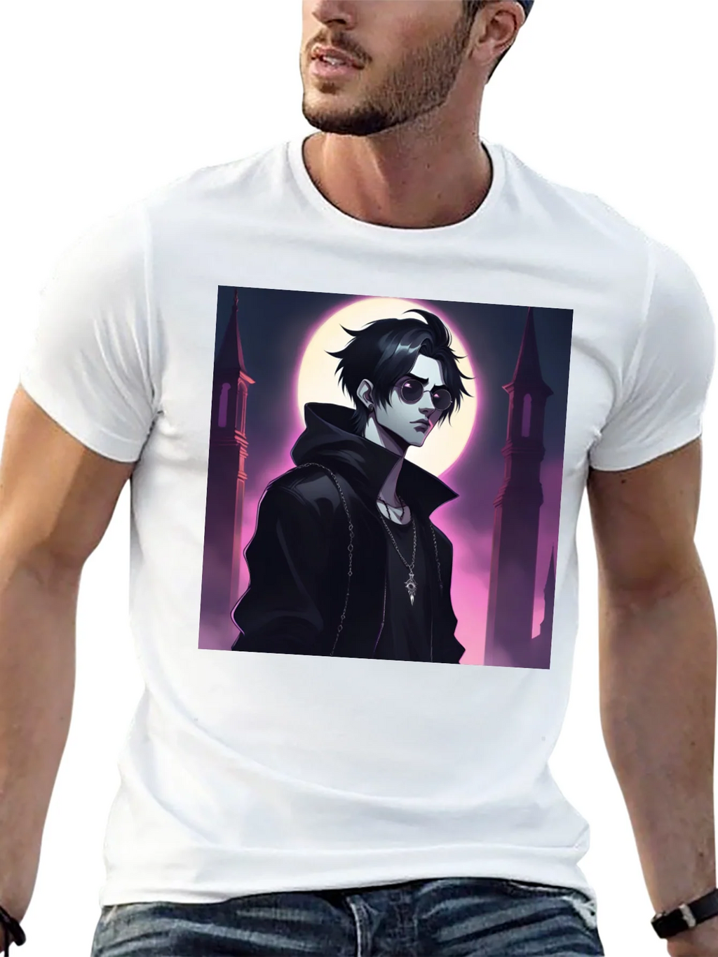 Black T-Shirt with Vampire Anime Design product image 12