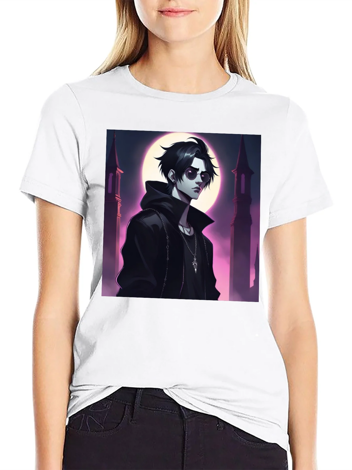 Black T-Shirt with Vampire Anime Design product image 8