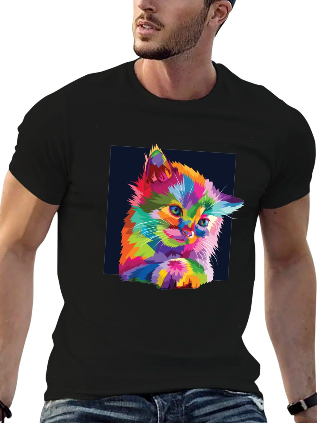 Colorful Kitten Graphic Tee - Soft Cotton Blend T-Shirt product image 4