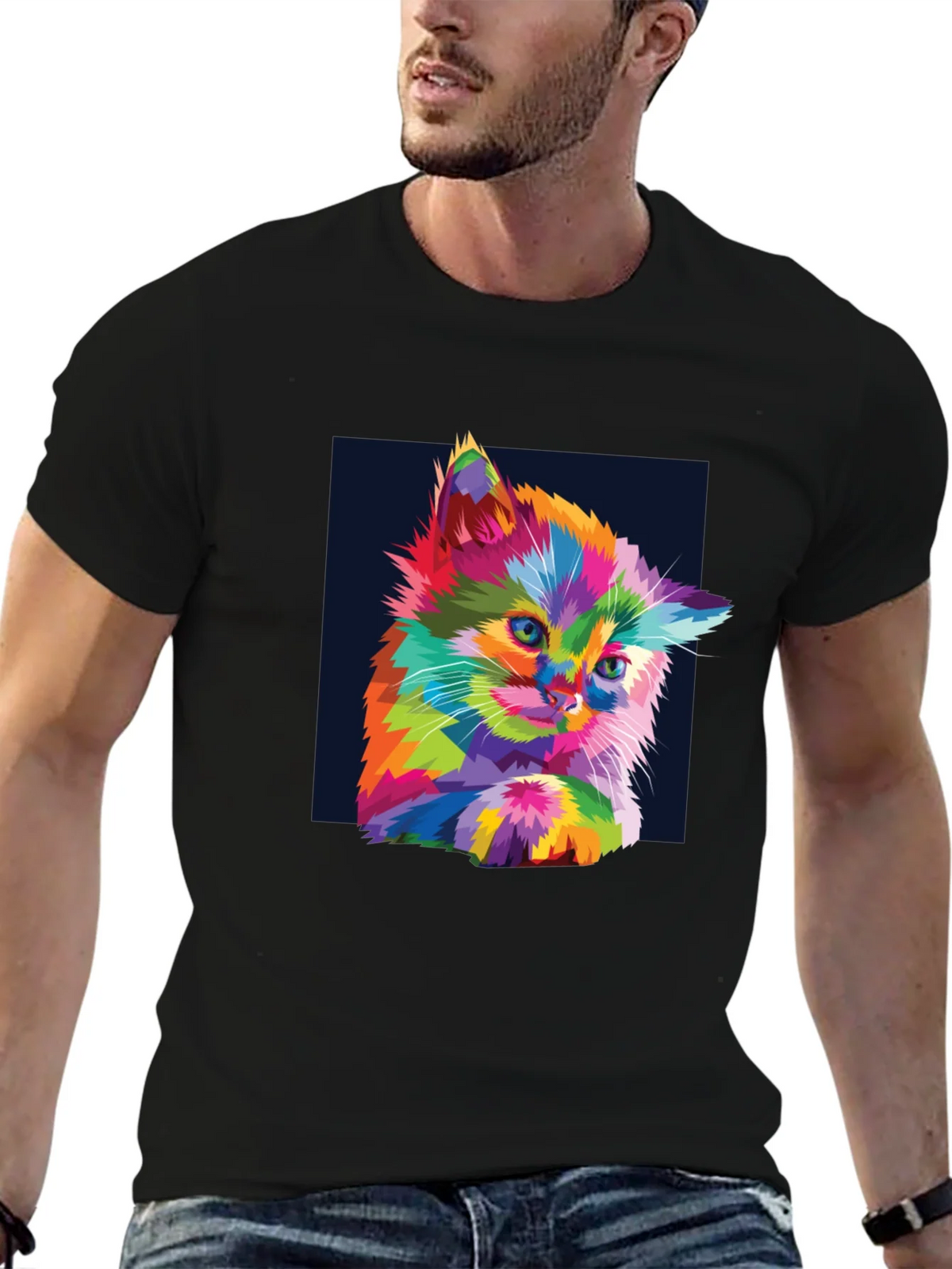Colorful Kitten Graphic Tee - Soft Cotton Blend T-Shirt product image 4