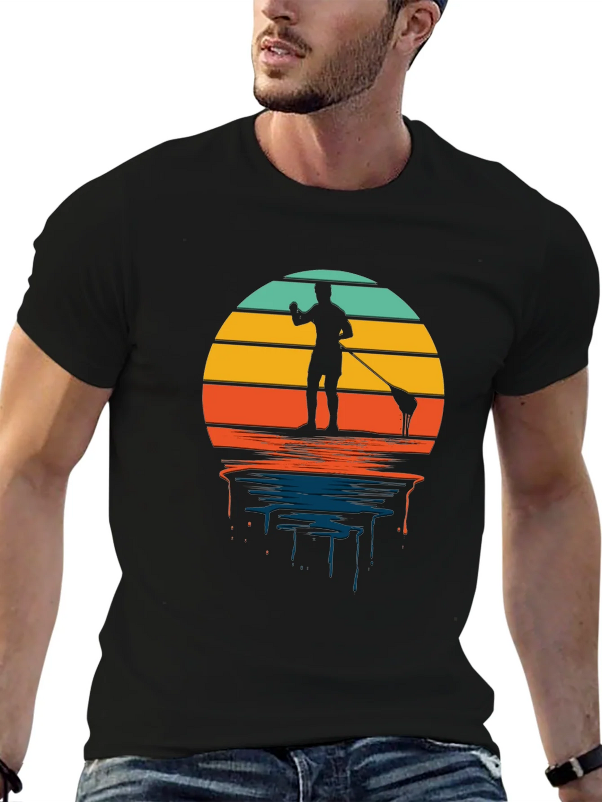 Retro Paddle Boarding T-Shirt - Sunset Design product image 6