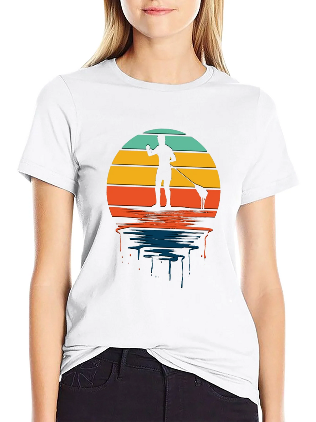 Retro Paddle Boarding T-Shirt - Sunset Design product image 8