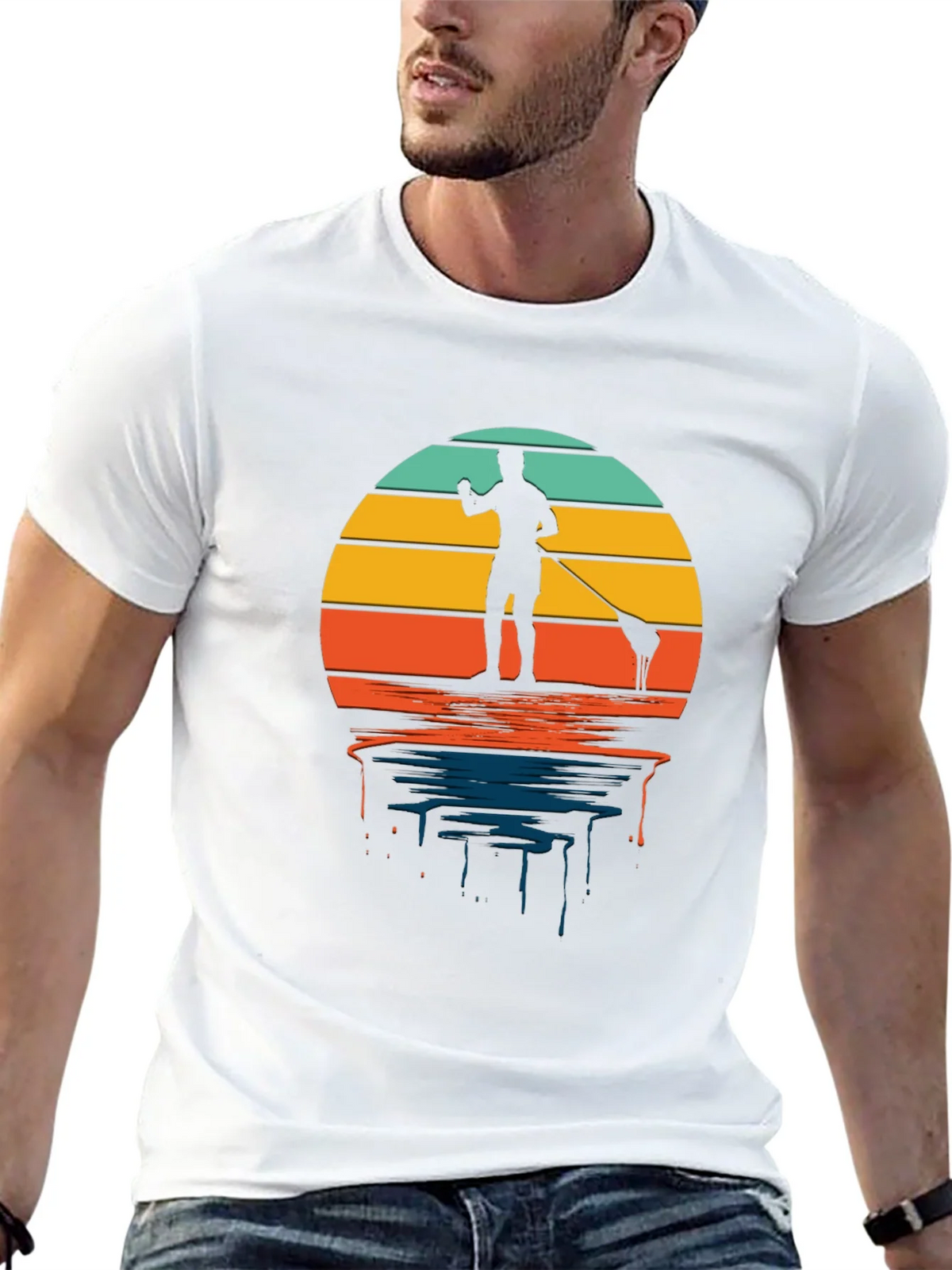 Retro Paddle Boarding T-Shirt - Sunset Design product image 12