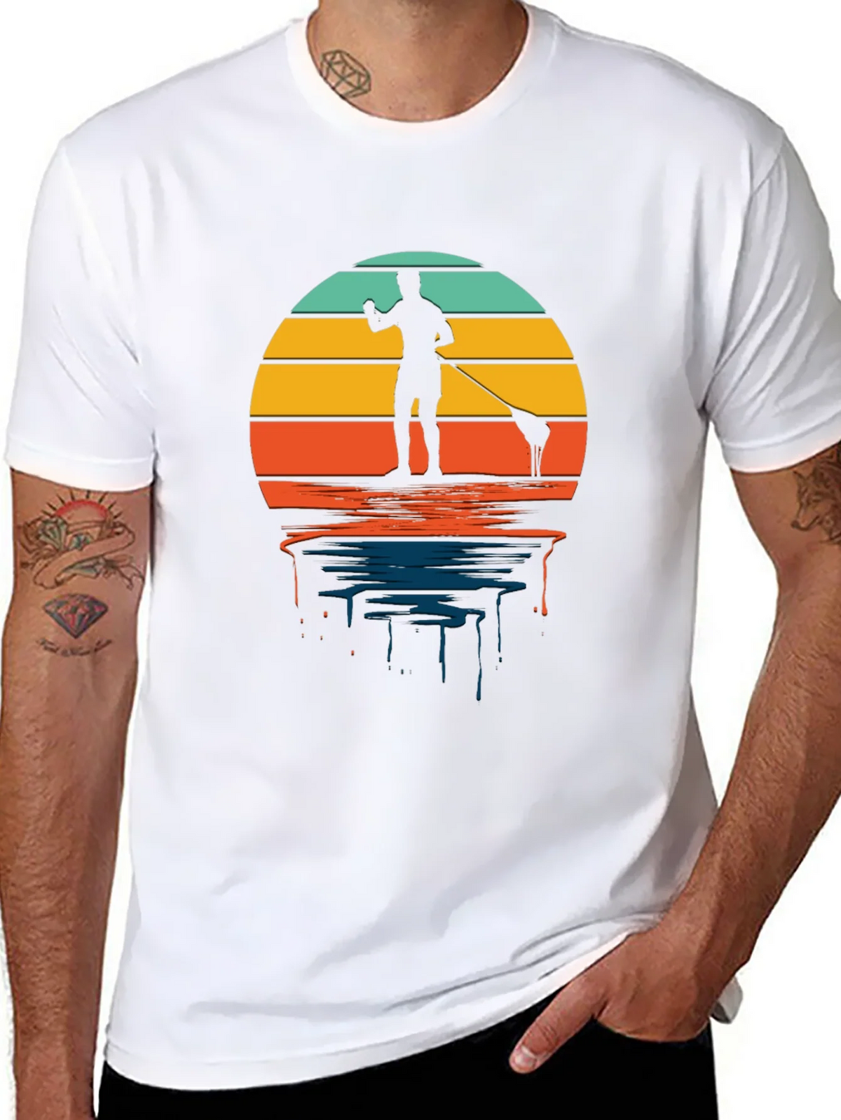 Retro Paddle Boarding T-Shirt - Sunset Design product image 7
