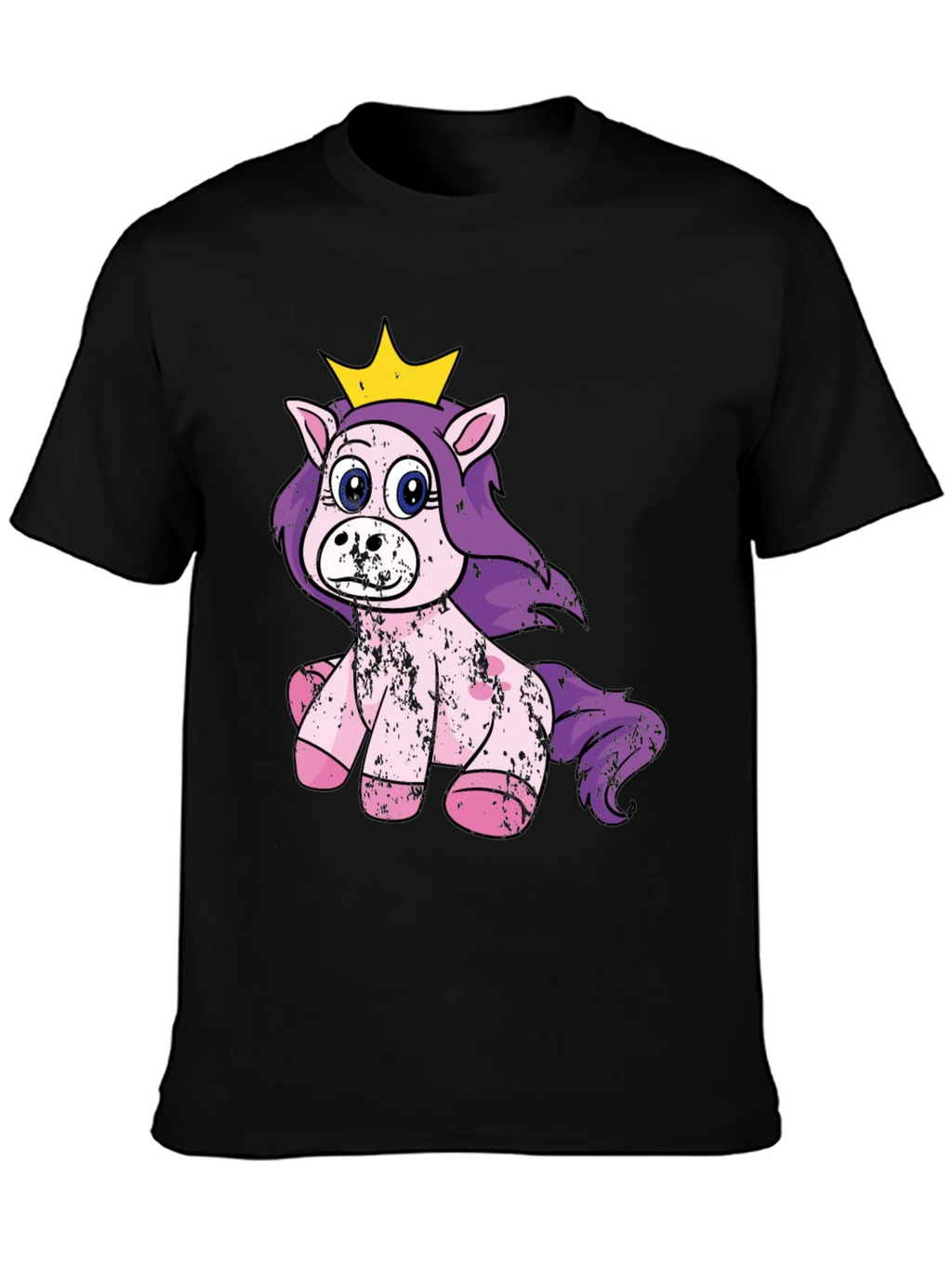 Cute Princess Unicorn Black T-Shirt product image 3