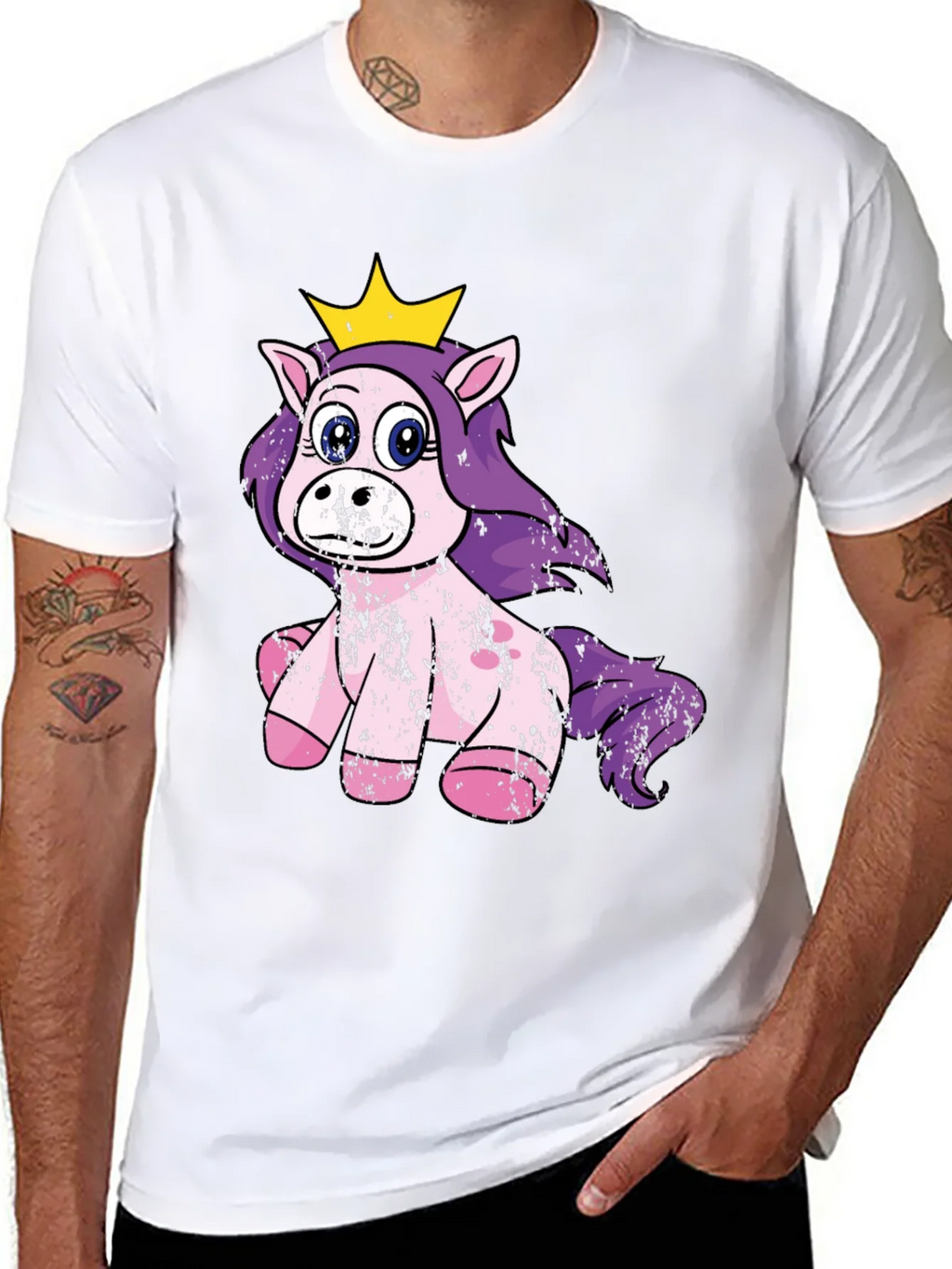 Cute Princess Unicorn Black T-Shirt product image 7