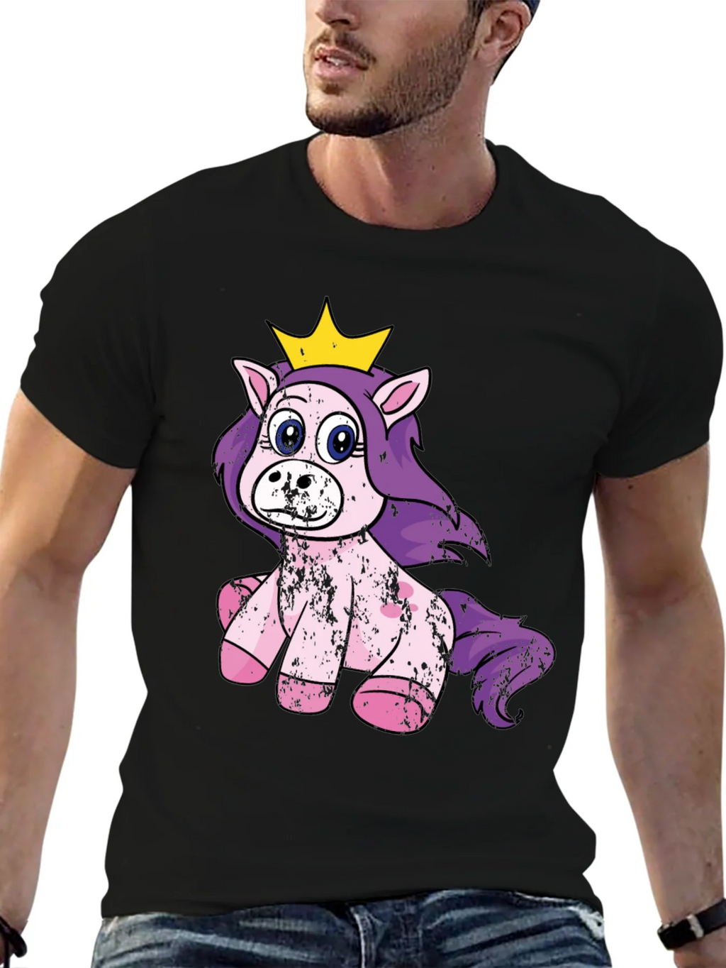 Cute Princess Unicorn Black T-Shirt product image 6