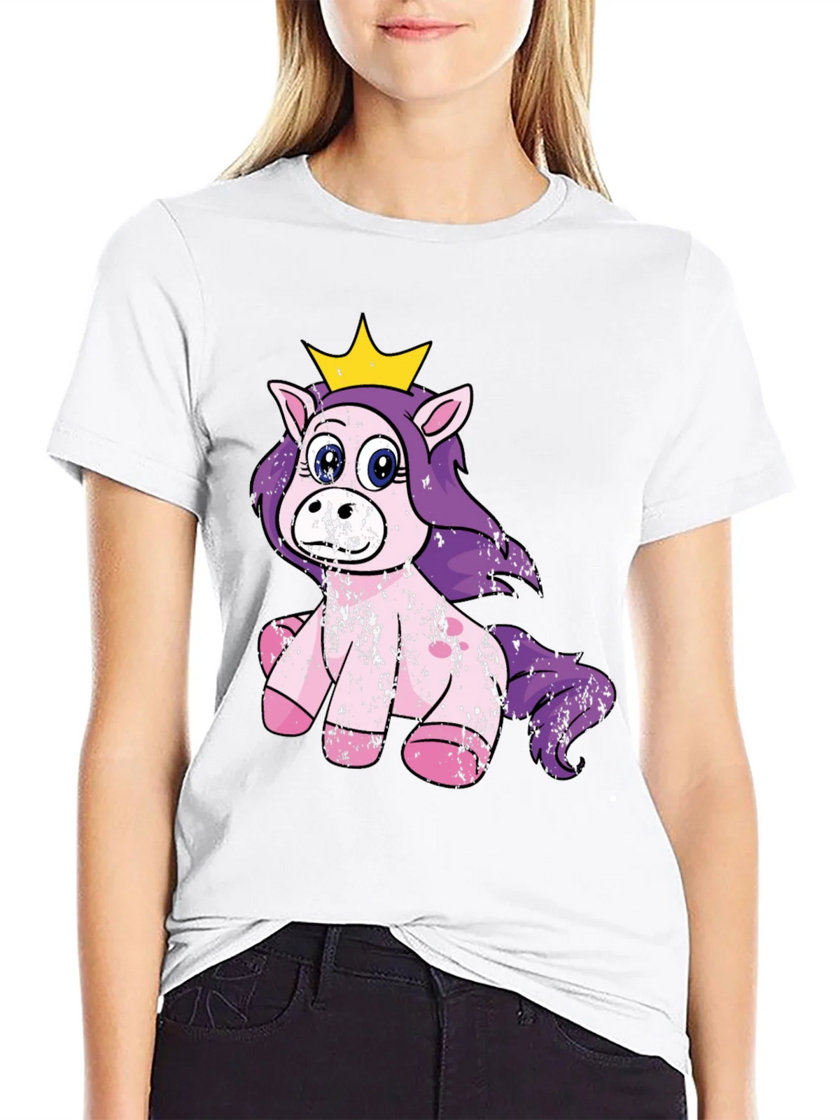 Cute Princess Unicorn Black T-Shirt product image 8