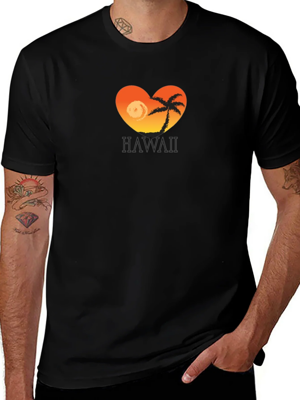 Hawaii Sunset Heart T-Shirt - Tropical Island Tee product image 1