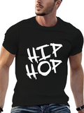 Hip Hop Graphic Tee - Black Cotton Casual T-Shirt product image 1