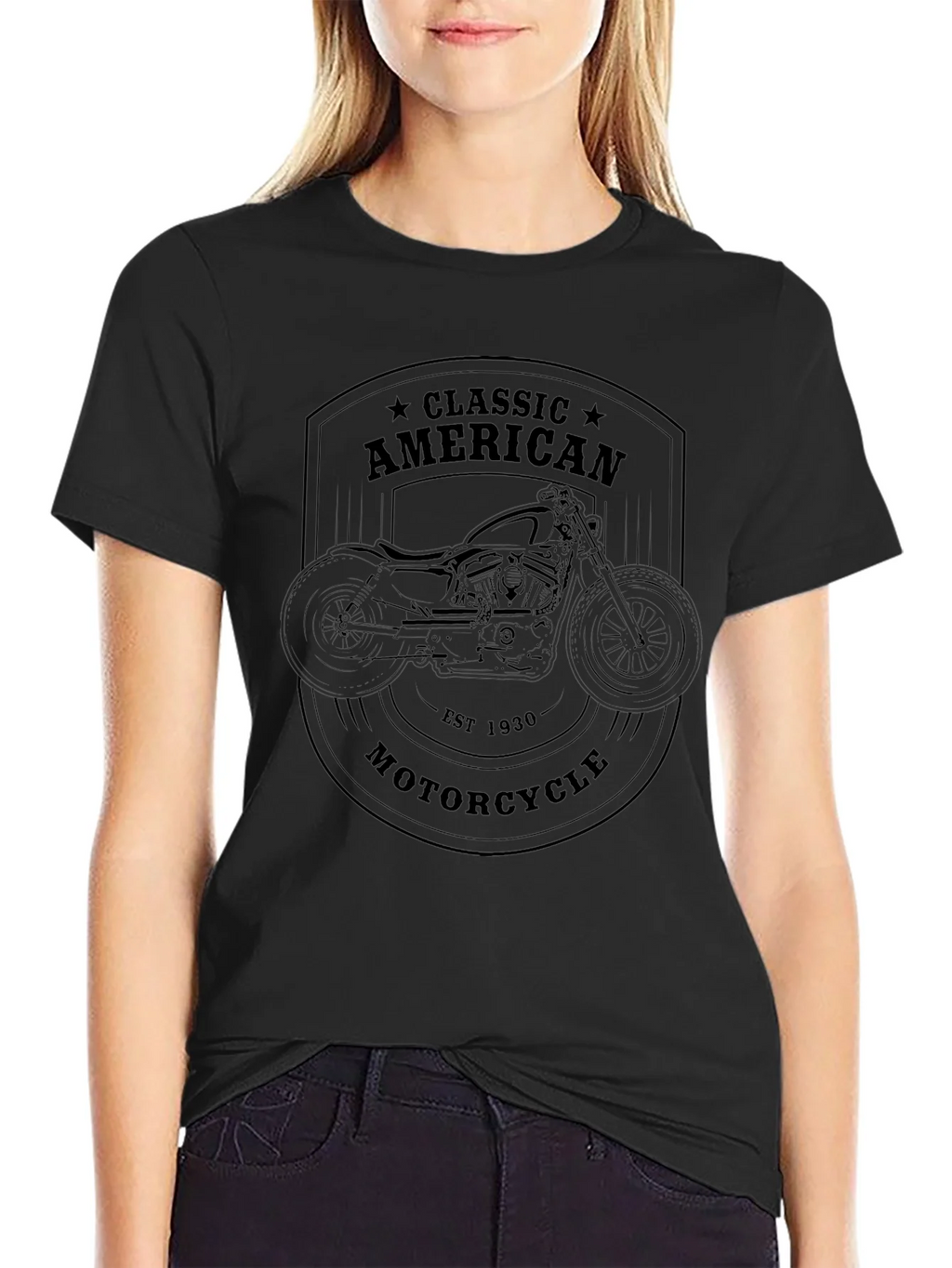 Classic American Motorcycle Graphic Tee - Black product image 2