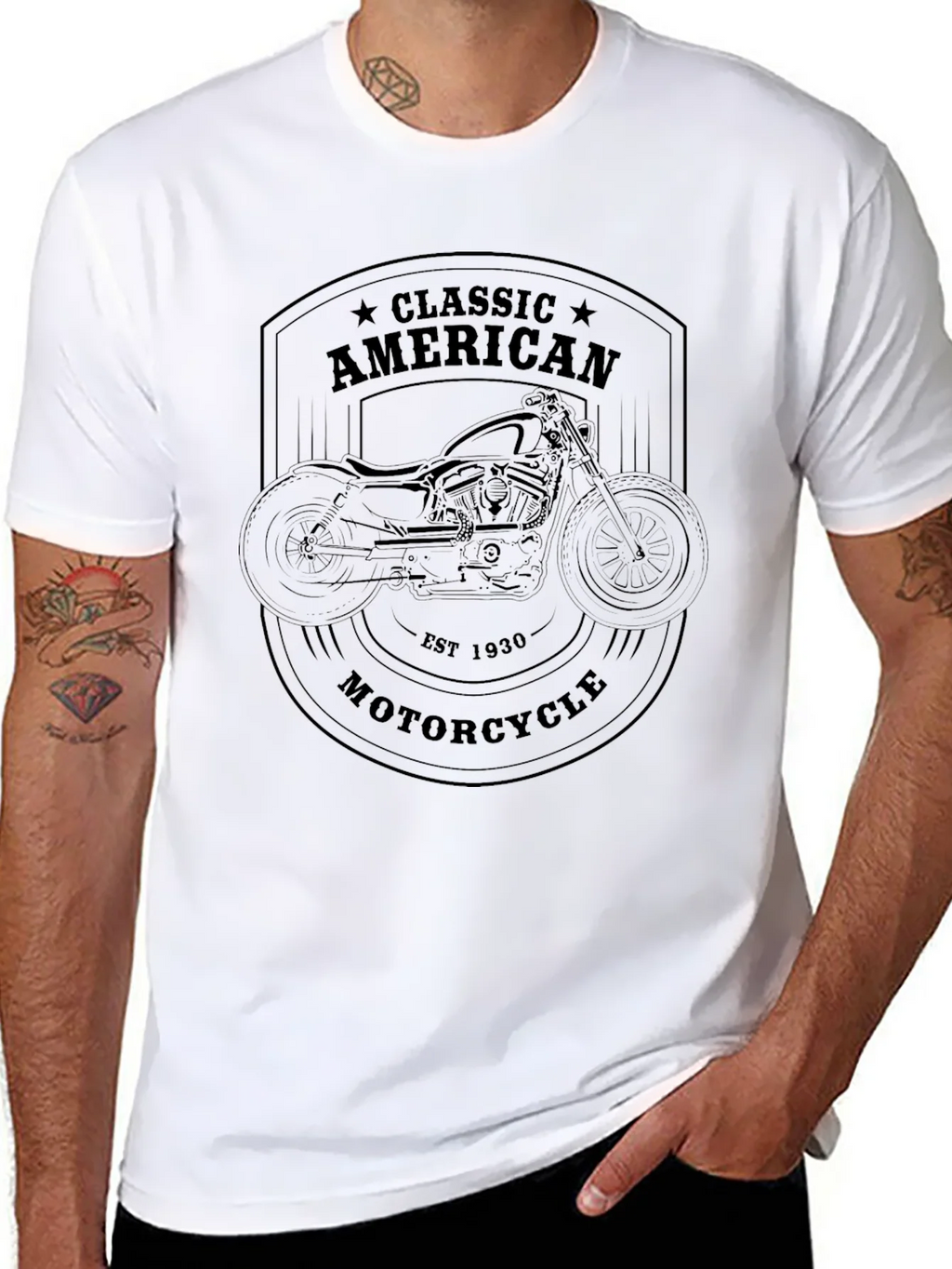 Classic American Motorcycle Graphic Tee - Black product image 7