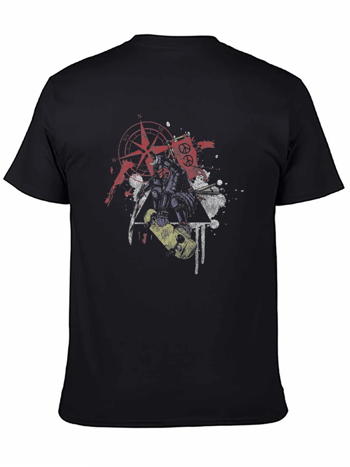 Edgy Samurai Graphic Tee - Black Cotton Blend product image 4