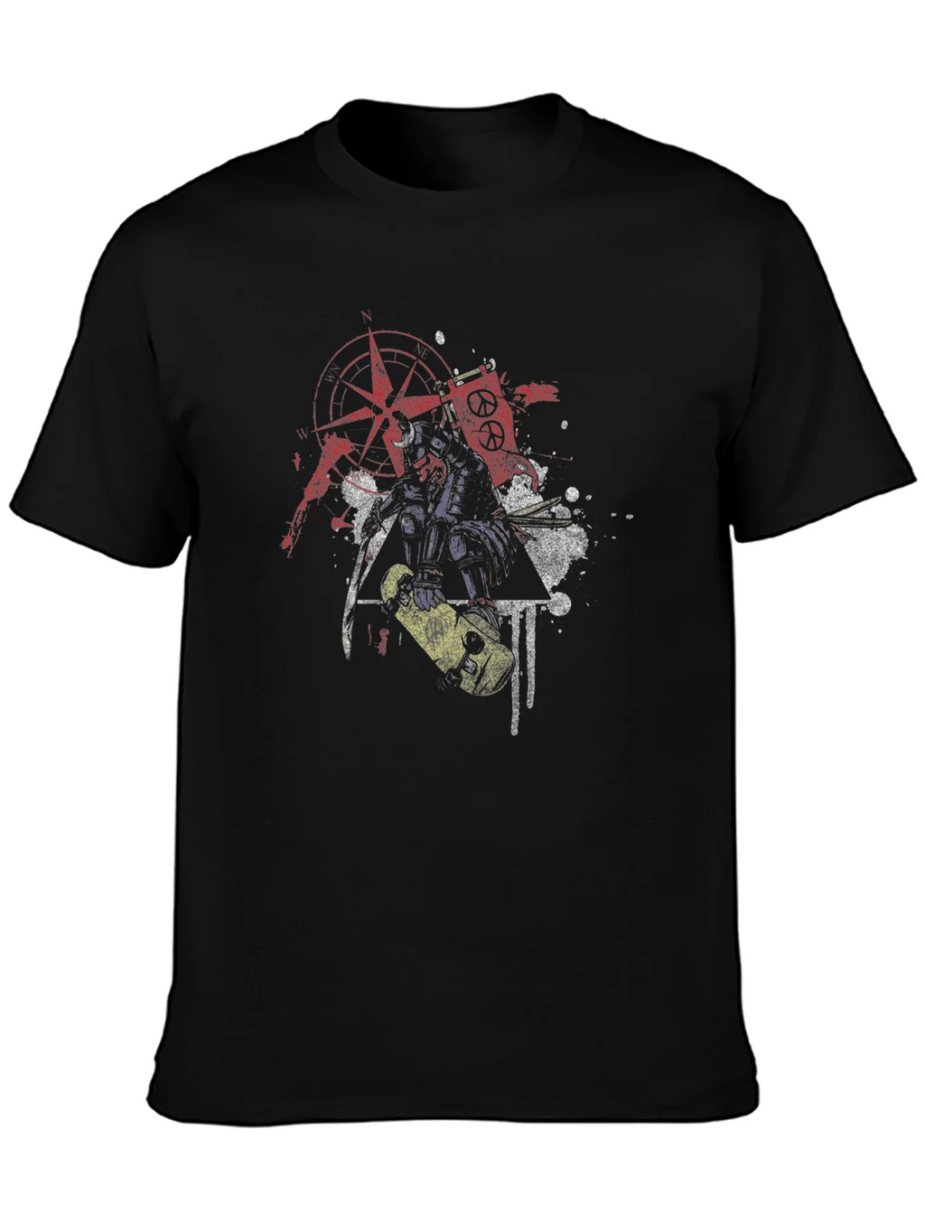 Edgy Samurai Graphic Tee - Black Cotton Blend product image 3