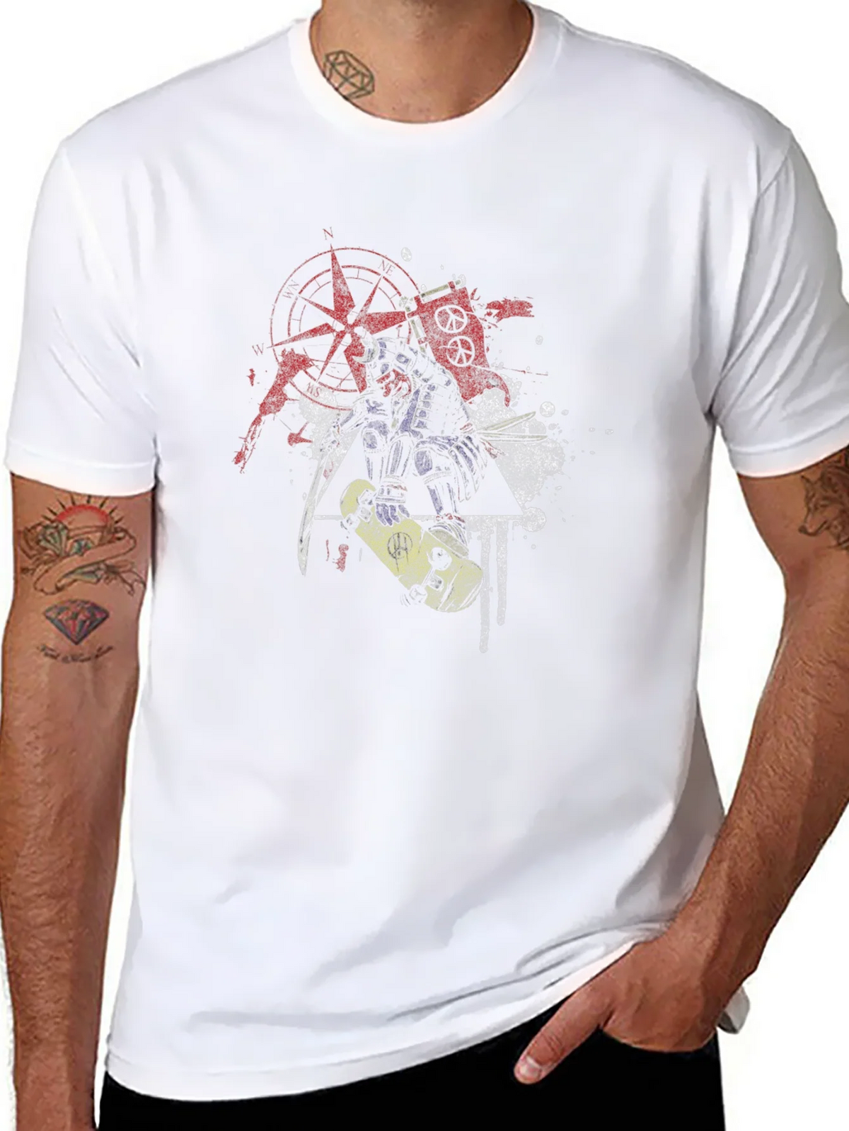 Edgy Samurai Graphic Tee - Black Cotton Blend product image 7