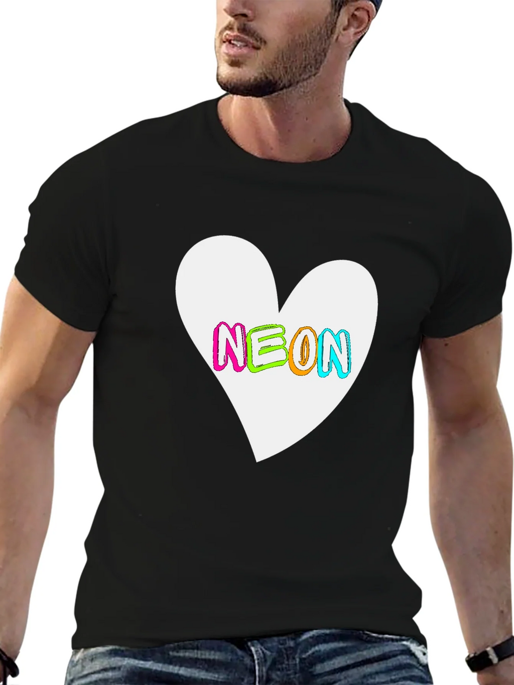 Neon Heart Graphic T-Shirt - Bold Casual Style product image 6