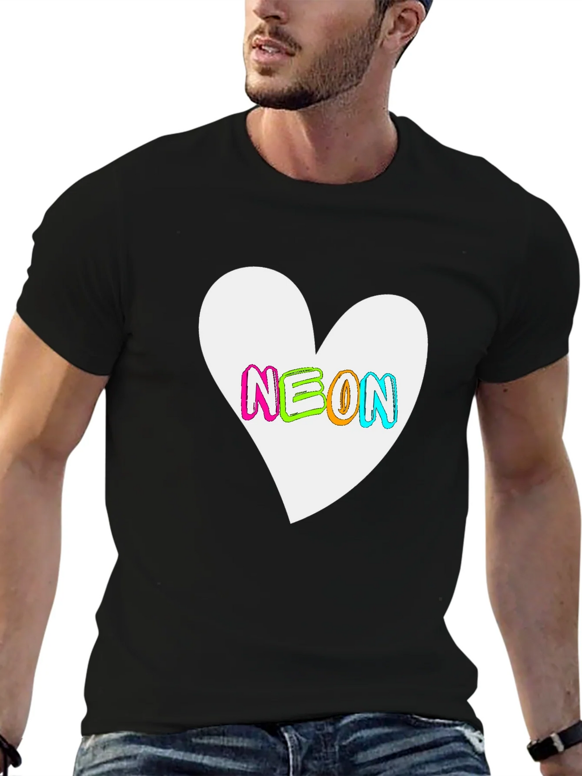 Neon Heart Graphic T-Shirt - Bold Casual Style product image 6