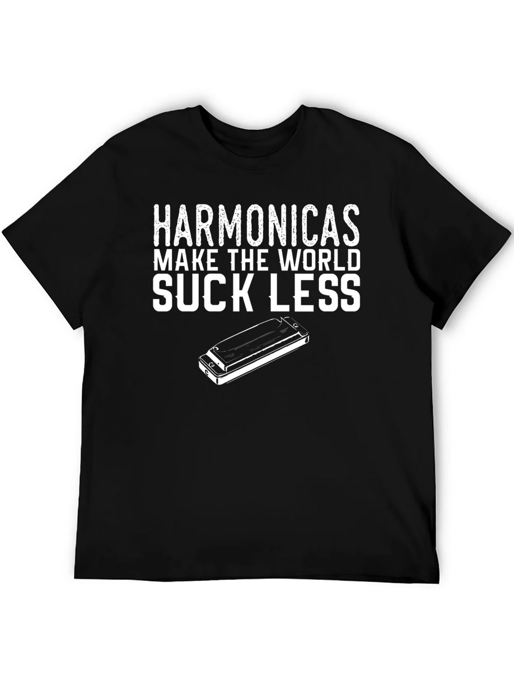 Harmonicas Make the World Suck Less Black T-Shirt product image 5