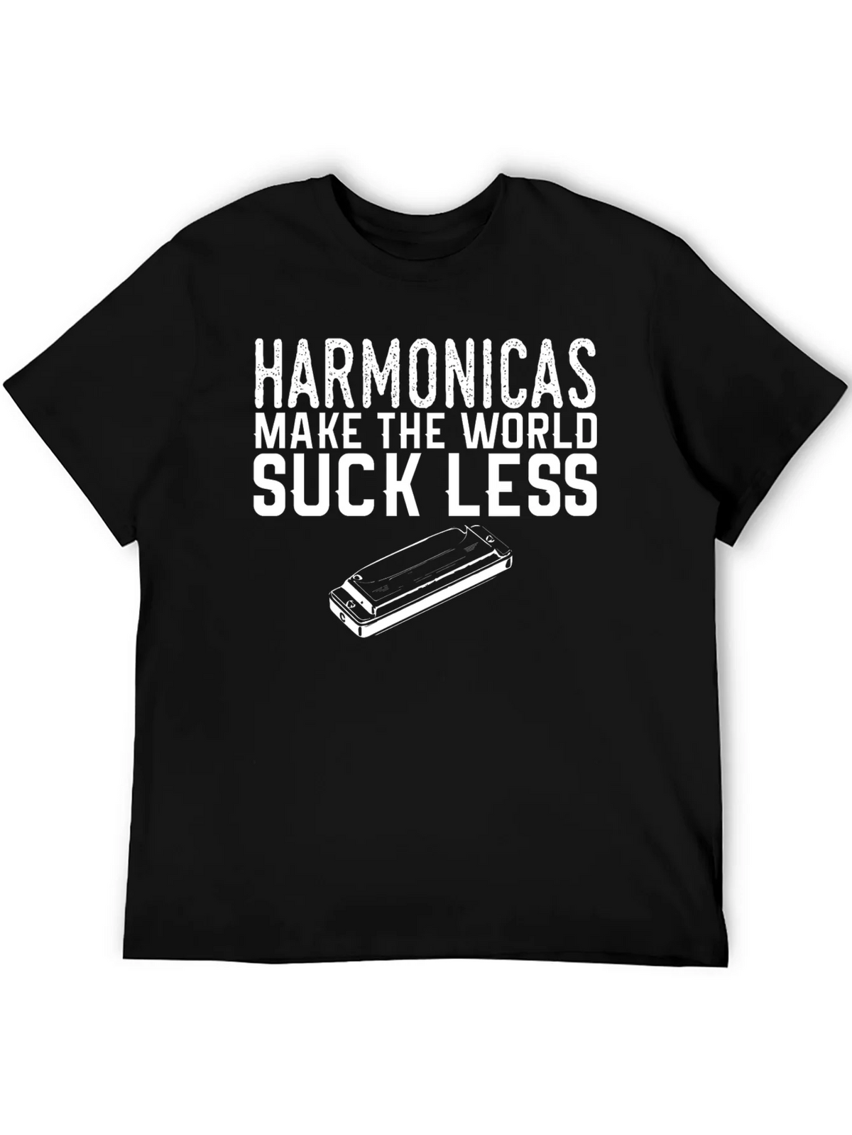 Harmonicas Make the World Suck Less Black T-Shirt product image 5
