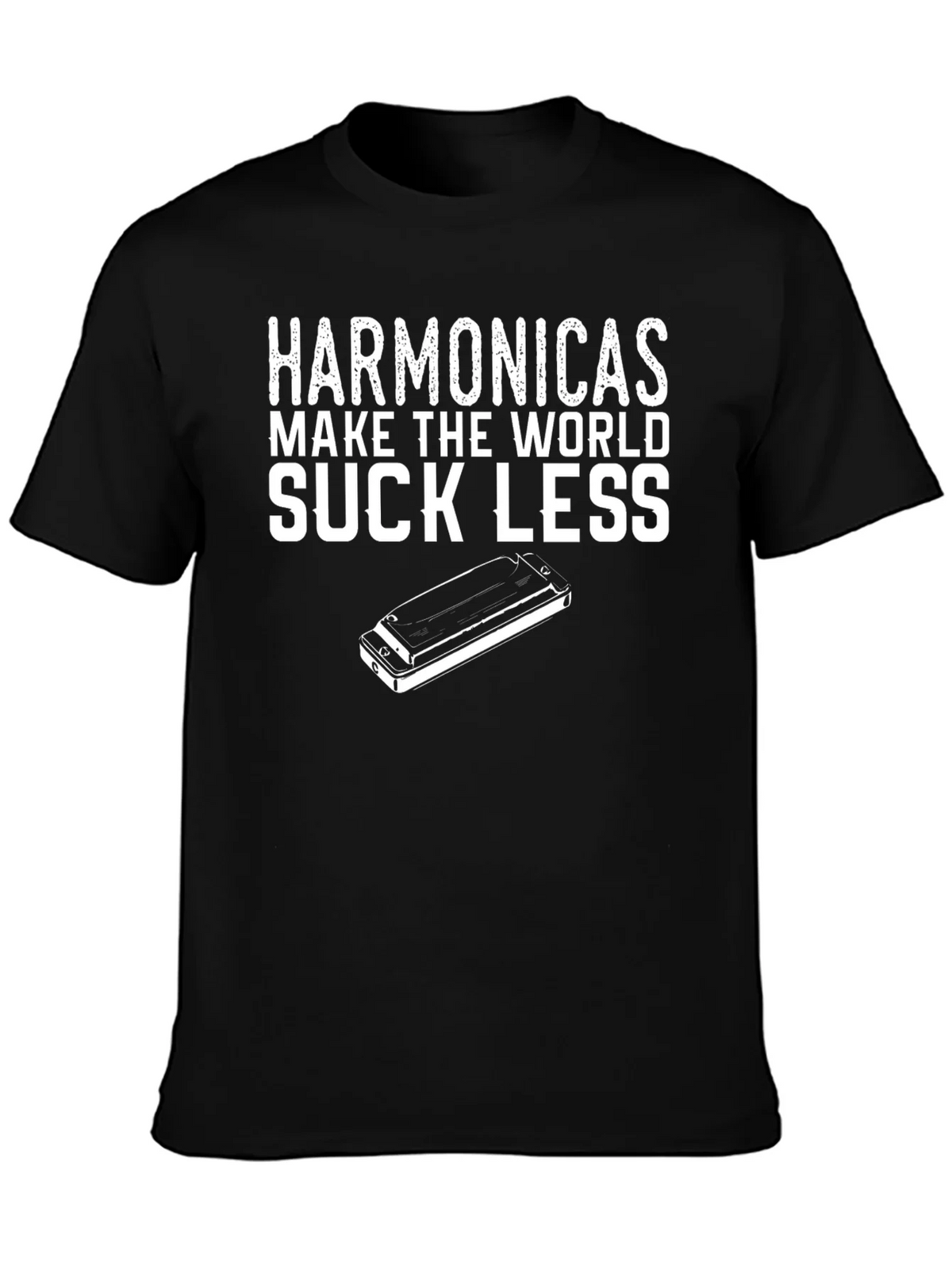 Harmonicas Make the World Suck Less Black T-Shirt product image 3