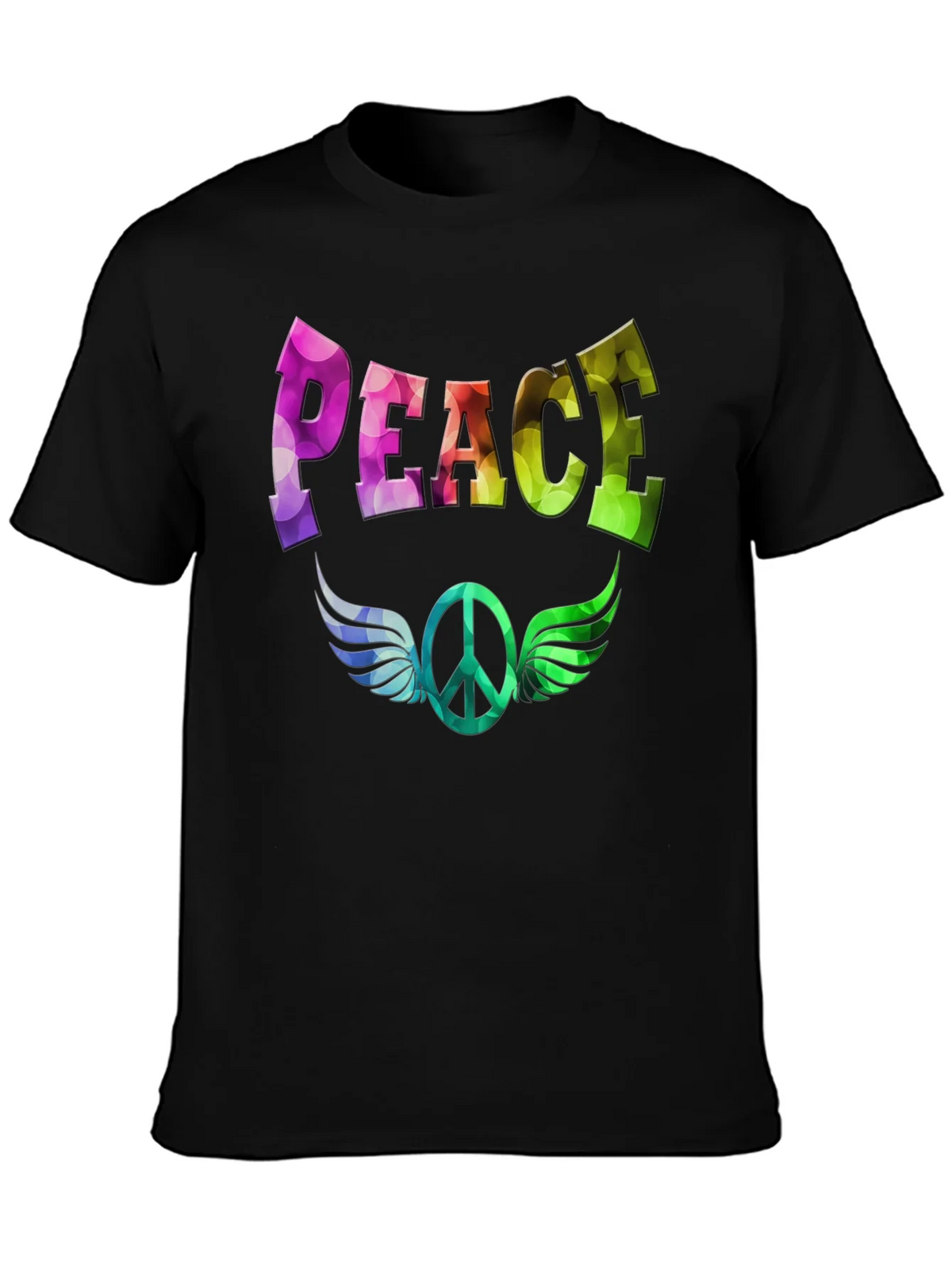 Peace Sign Wings Graphic T-Shirt - Colorful Design product image 3