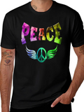 Peace Sign Wings Graphic T-Shirt - Colorful Design product image 1