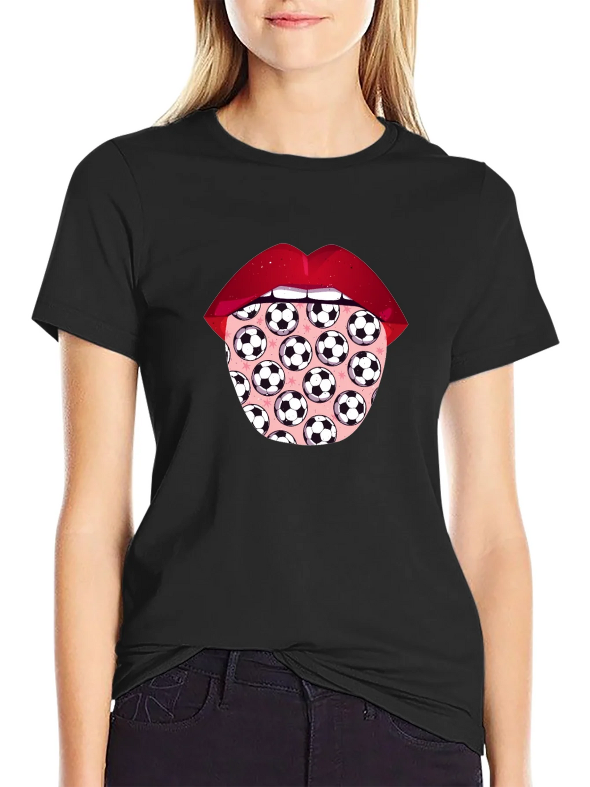 Soccer Ball Tongue Graphic T-Shirt product image 2