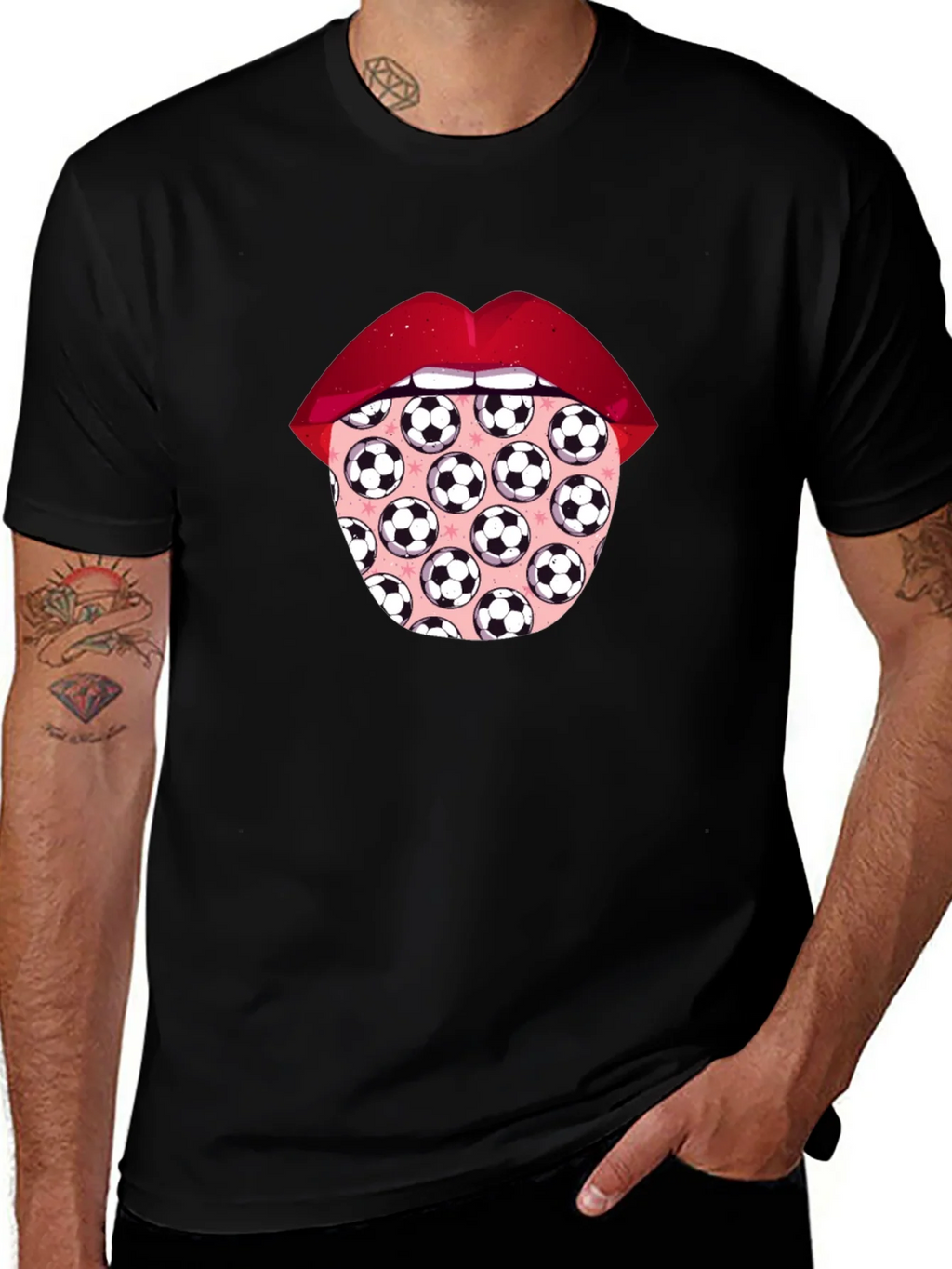 Soccer Ball Tongue Graphic T-Shirt product image 1