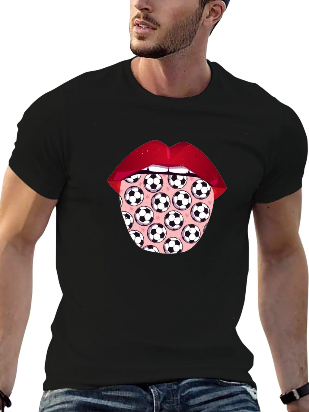 Soccer Ball Tongue Graphic T-Shirt product image 6