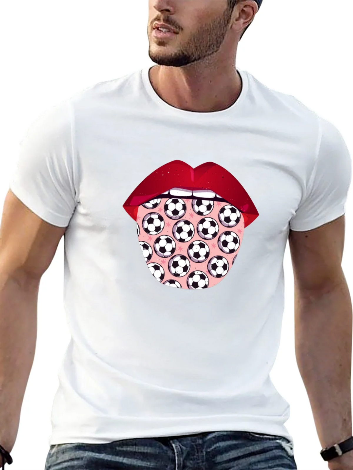Soccer Ball Tongue Graphic T-Shirt product image 12