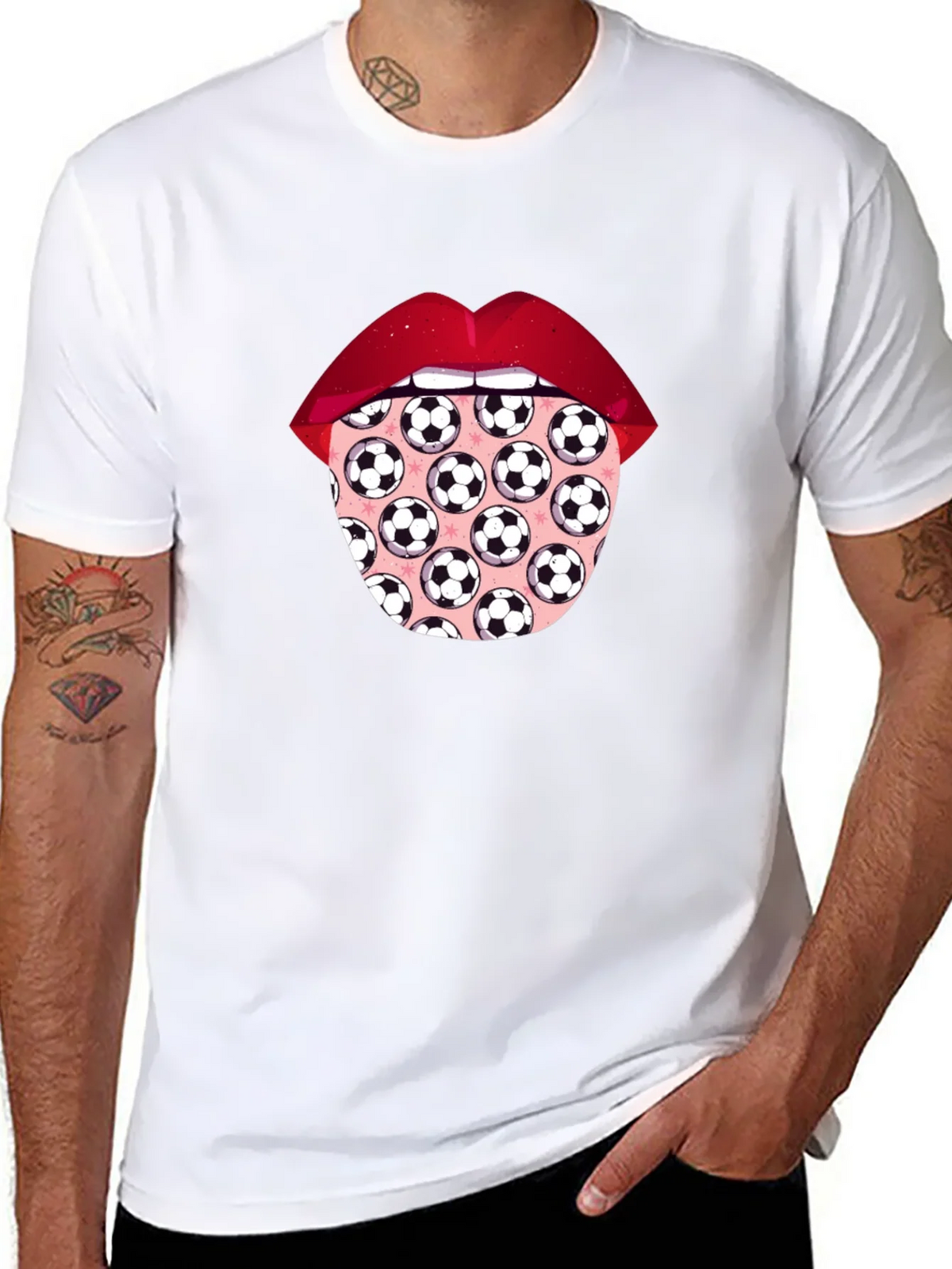 Soccer Ball Tongue Graphic T-Shirt product image 7