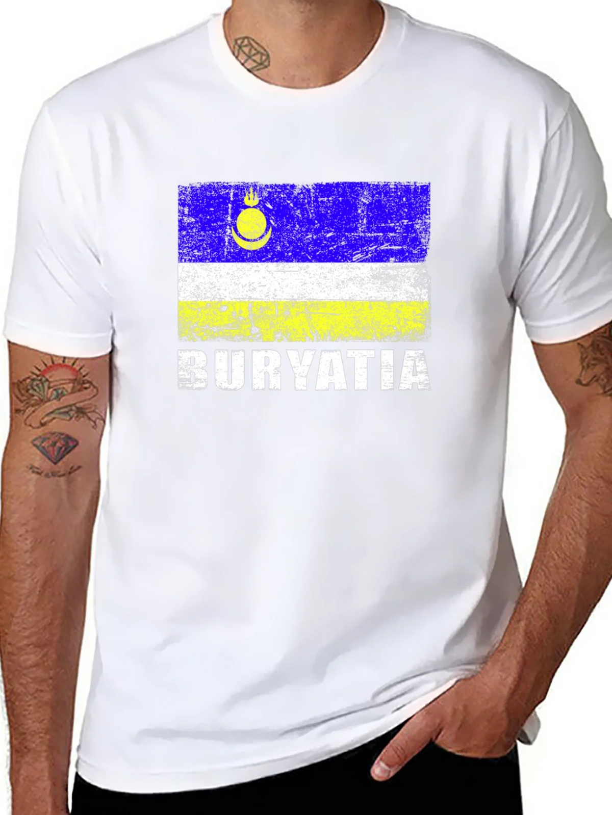 Buryatia Flag Graphic T-Shirt - Mens Black Tee product image 7