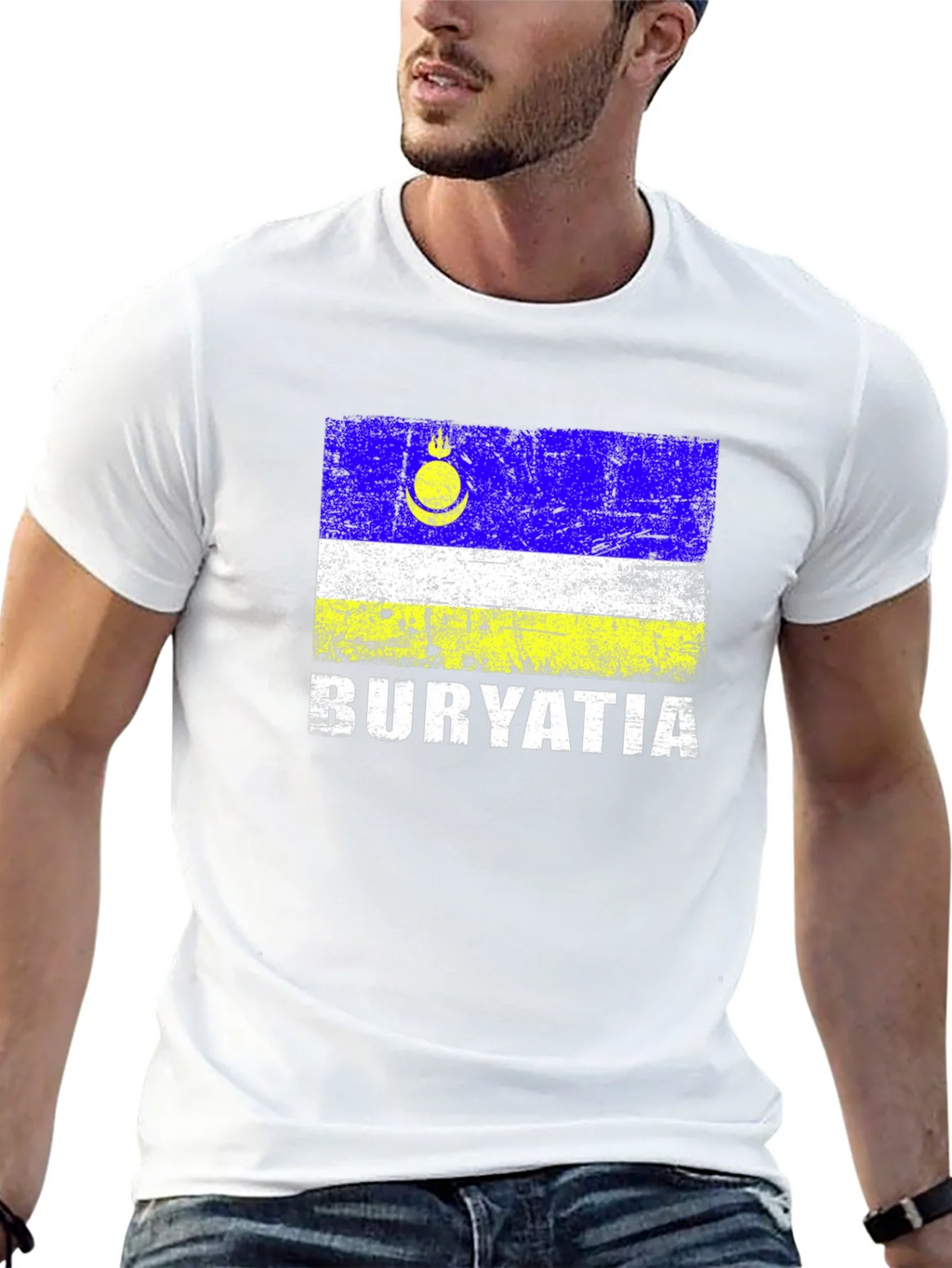 Buryatia Flag Graphic T-Shirt - Mens Black Tee product image 12
