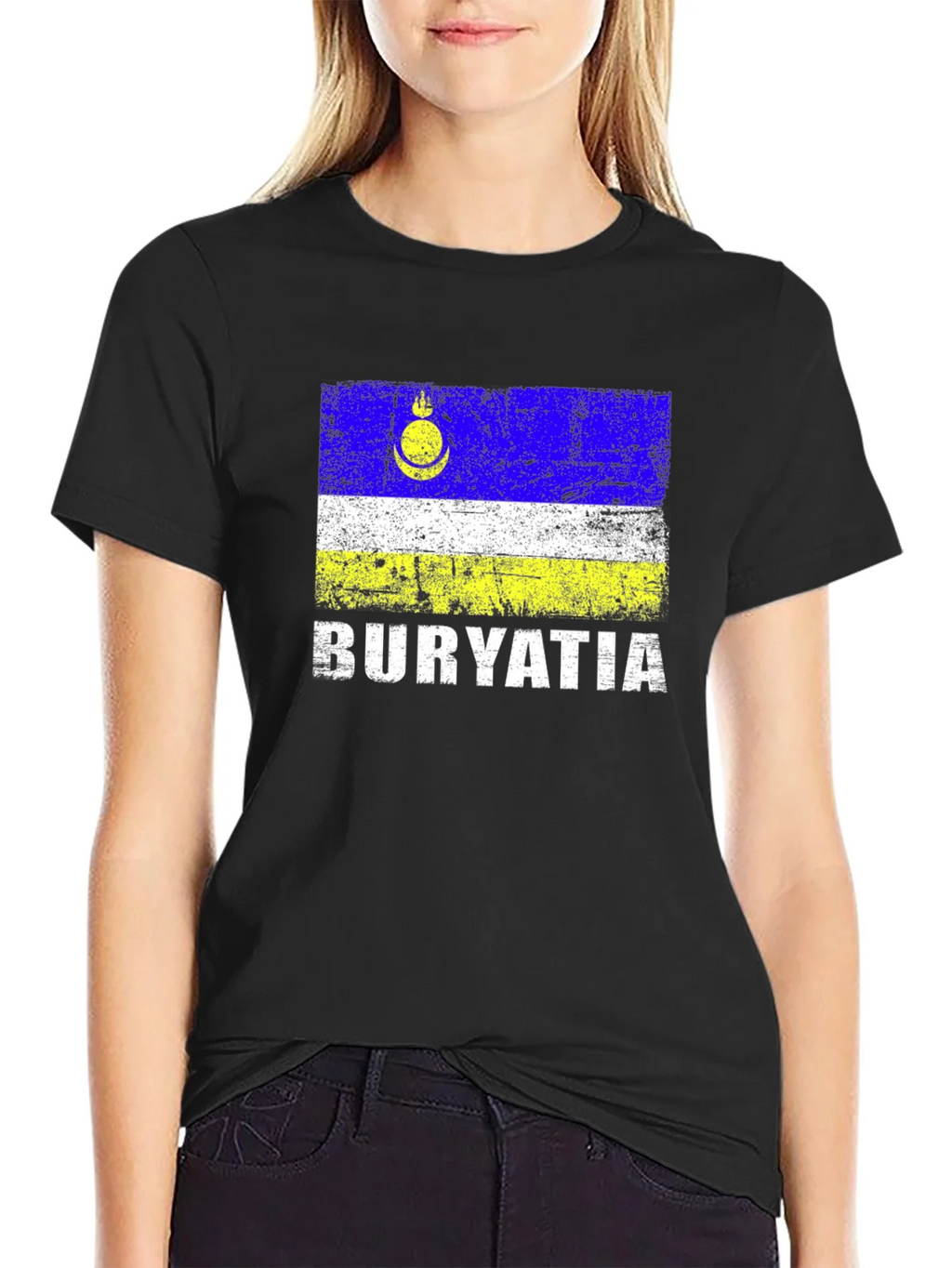Buryatia Flag Graphic T-Shirt - Mens Black Tee product image 2