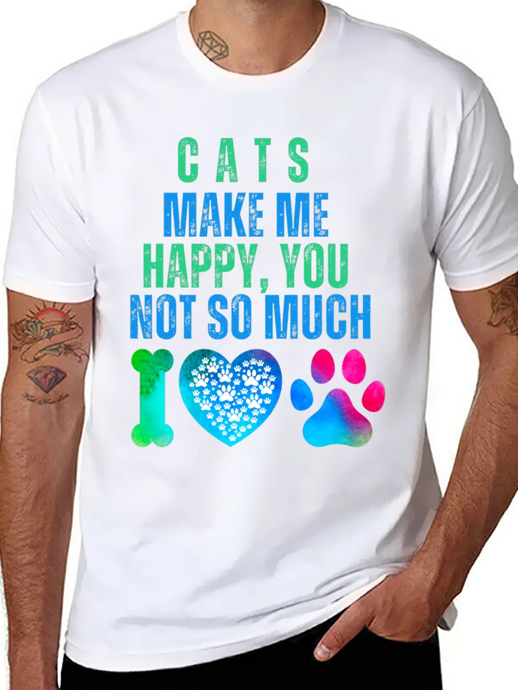 Cats Make Me Happy Graphic T-Shirt product image 7