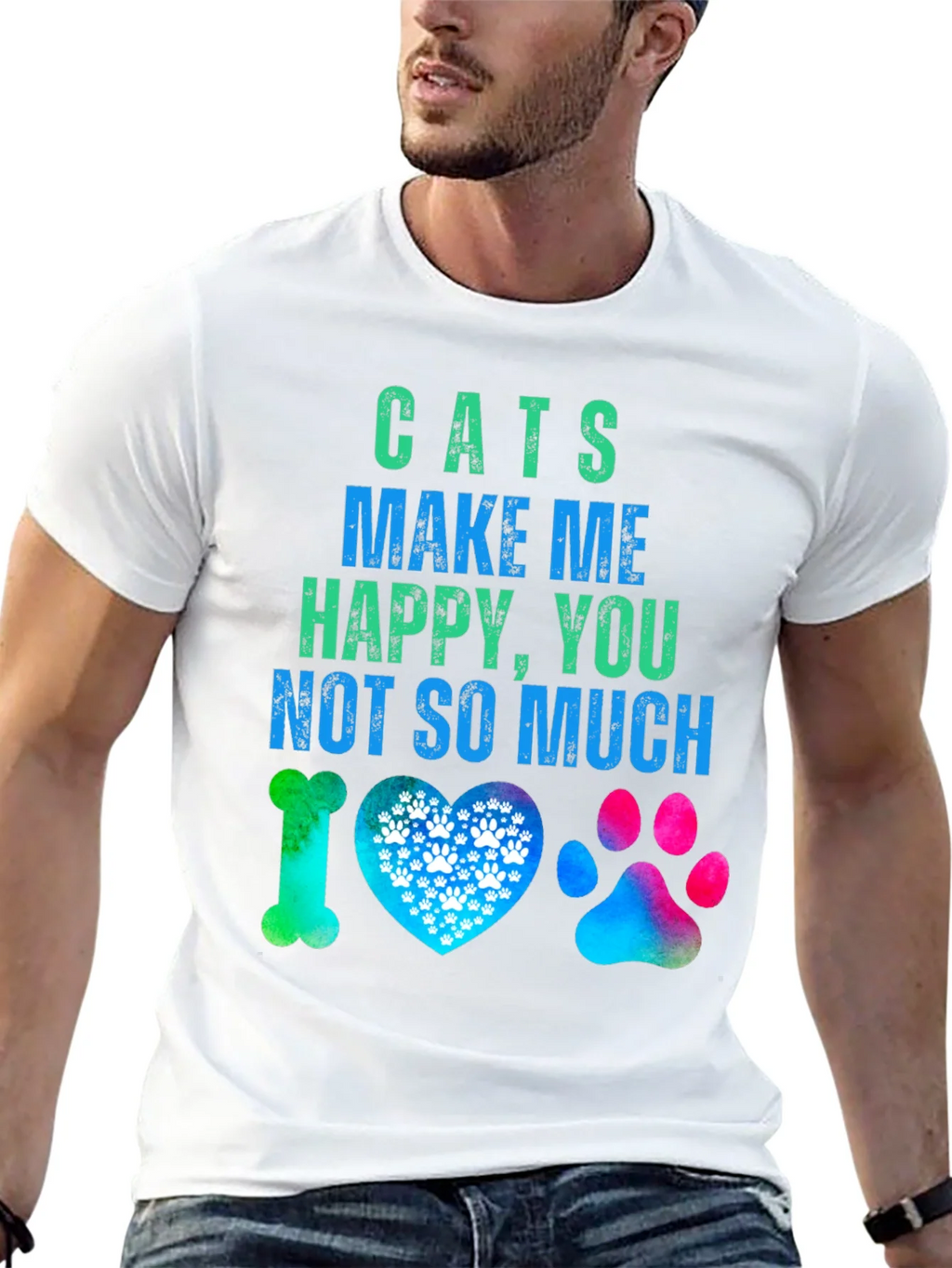 Cats Make Me Happy Graphic T-Shirt product image 12