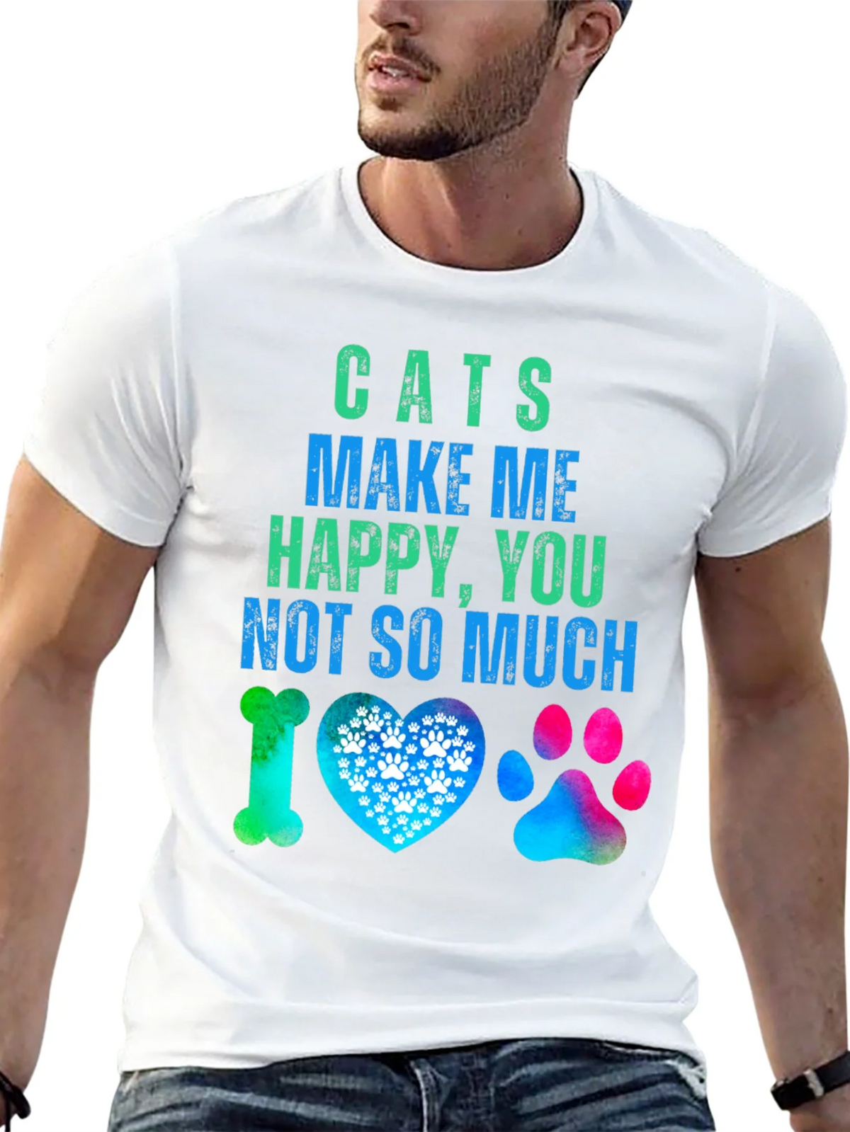 Cats Make Me Happy Graphic T-Shirt product image 12