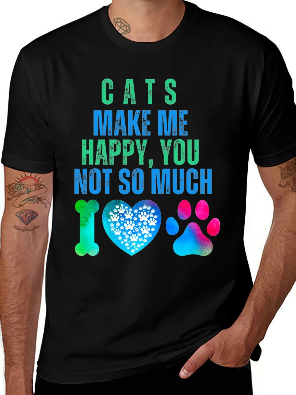 Cats Make Me Happy Graphic T-Shirt product image 1