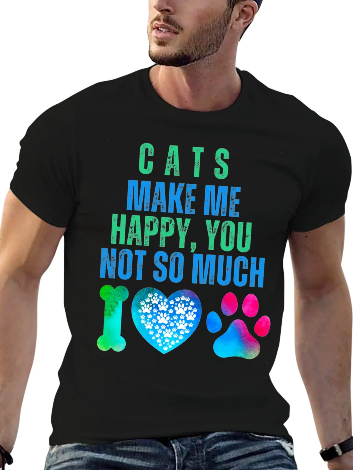 Cats Make Me Happy Graphic T-Shirt product image 6